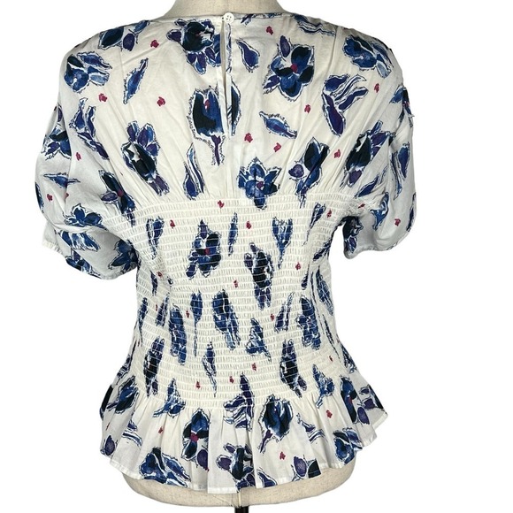 BAUM UND PFERDGARTEN MYNOWA FLORAL SMOCKED ORGANIC COTTON TOP WOMEN'S 40 US XS - Picture 6 of 16